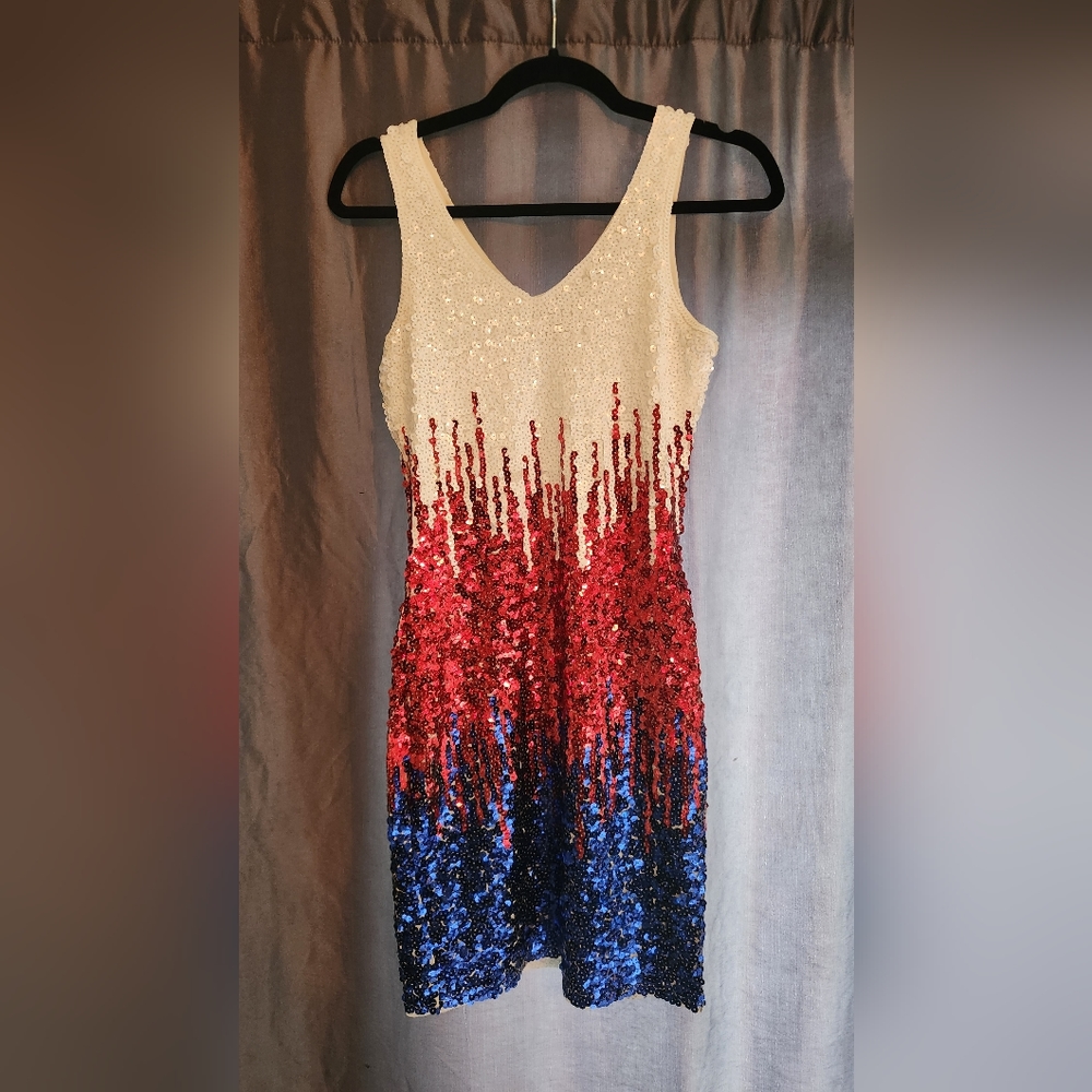 Sequin Mini Dress - Red White & Blue 4th of July